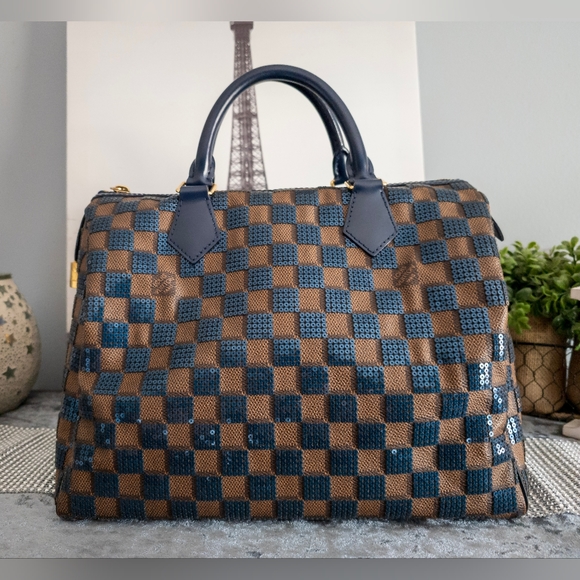 Louis Vuitton Paillettes Damier Ebene Speedy 30 w/Dustbag, Lock and Keys - Picture 3 of 17